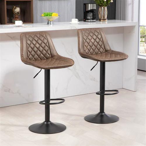 Adjustable Faux Leather Bar Stools with 360 Degree Swivel and Footrest for Stylish Home Dining by N/A