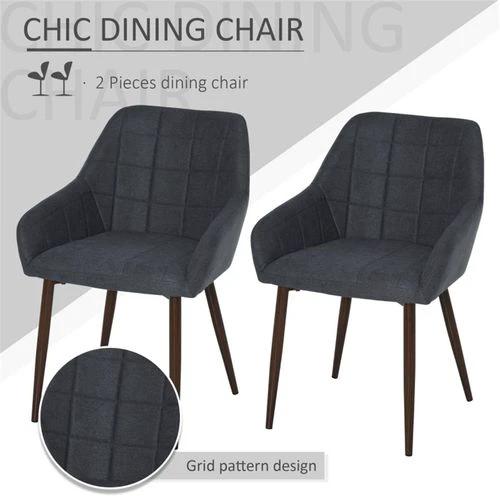 Stylish Dark Grey Dining Chairs Set of Two with Armrests and High Back for Modern Living Spaces by N/A