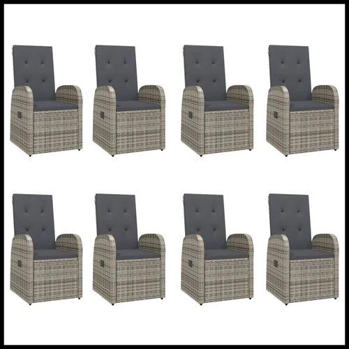 9 Piece Garden Dining Set Grey Poly Rattan&Solid Wood Acacia by vidaXL