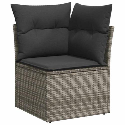 vidaXL vidaXL 9 Piece Garden Sofa Set with Cushions Grey Poly Rattan Acacia - Garden Sofa Sets