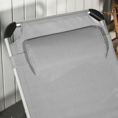Outsunny Outsunny Folding Outdoor Reclining Sun Lounger Chair Aluminium Frame Light Grey - Sun Lounger