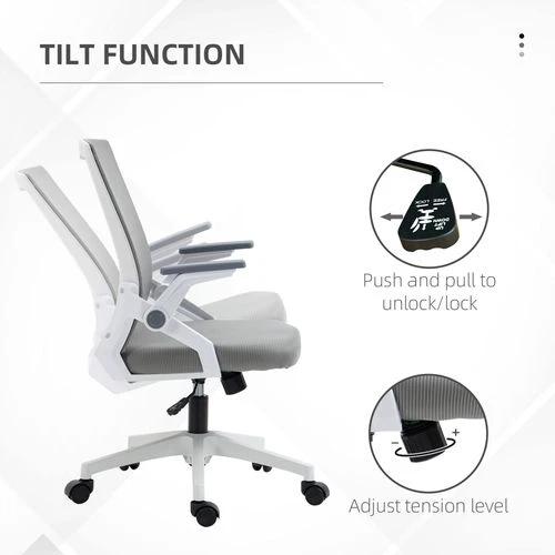 Vinsetto Vinsetto Mesh Office Chair for Home with Lumbar Support, Flip-up Arm, Wheels - Office Chair