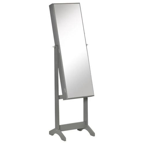 Mirrored Jewellery Cabinet Lockable Jewellery Organiser Grey