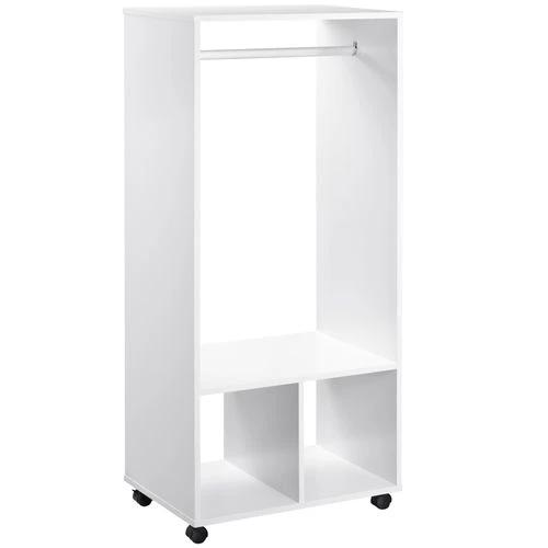 Unbranded Open Wardrobe Clothes Rail Bedroom Clothes Storage w/ Hanging Rod Shelves White - Wardrobe