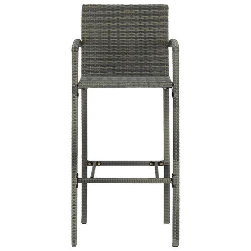 5 Piece Outdoor Bar Set with Armrest Poly Rattan Grey - Garden Set