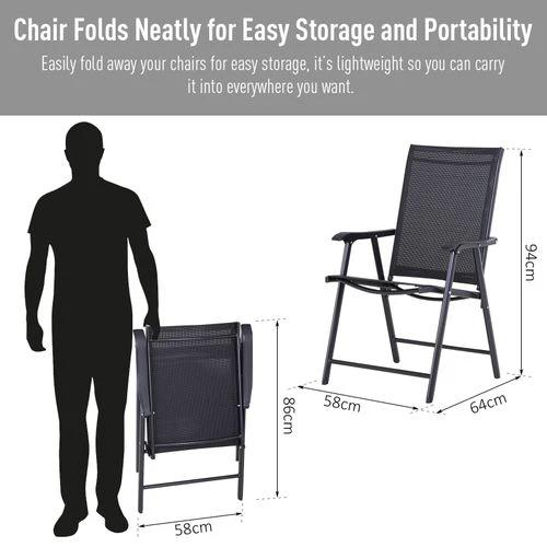 2-PCS Garden Armchairs Outdoor Patio Folding Modern Furniture Black Outsunny by Unbranded