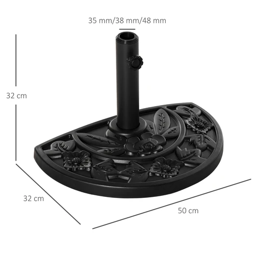 Outsunny Outsunny Half Round Umbrella Base 50x32cm Weighted Design for Outdoor Patio Use - Parasol