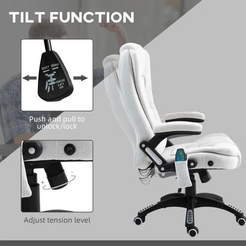 Vinsetto Vinsetto Office Chair w/ Heating Massage Points Relaxing Reclining Cream White - Uncategorized Office Chair