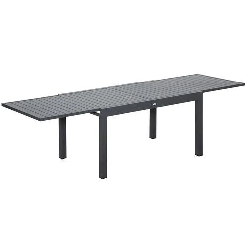 Extendable Garden Table 10 Seater for Lawn Balcony and Backyard Grey Outsunny by Unbranded