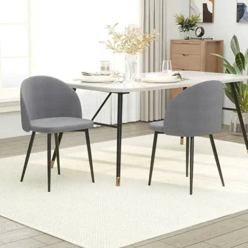 Unbranded 2 Pieces Modern Upholstered Fabric Bucket Seat Dining Chairs Living Room Grey - Fabric Dining Chairs