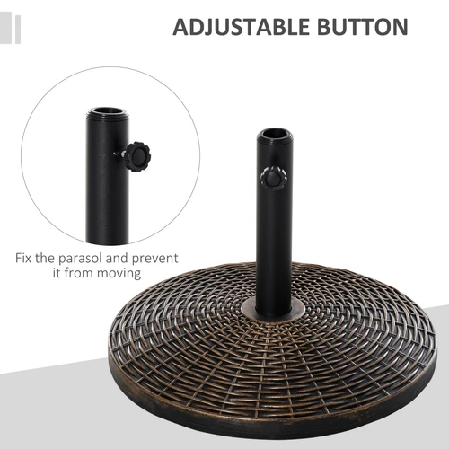 Outsunny Patio Weighted Umbrella Base 25kg Bronze Rattan Finish for Outdoor Parasol Stability by Outsunny
