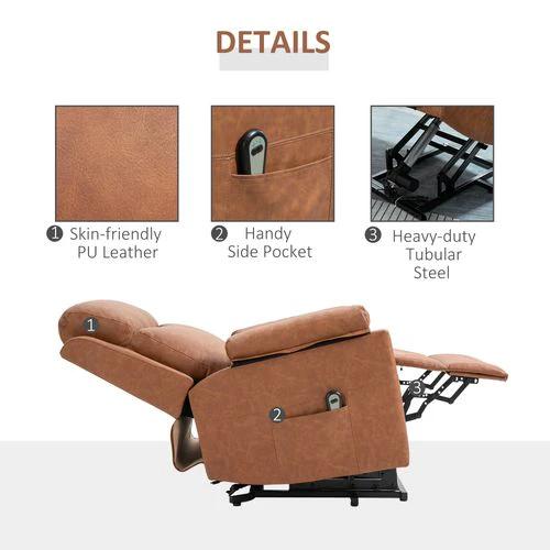 HOMCOM Power Lift Chair Electric Riser Recliner with Remote Control, Brown HOMCOM - Recliner
