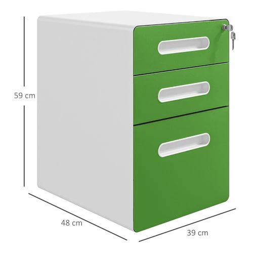 Vinsetto 3 Drawer Modern Steel Filing Cabinet w/ 4 Wheels Lock Box by Vinsetto