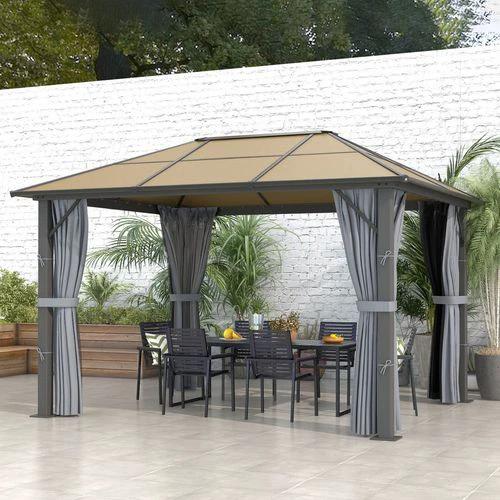 Outsunny 3 x 3.6m Hardtop Gazebo with Aluminium Frame and Curtains by Outsunny