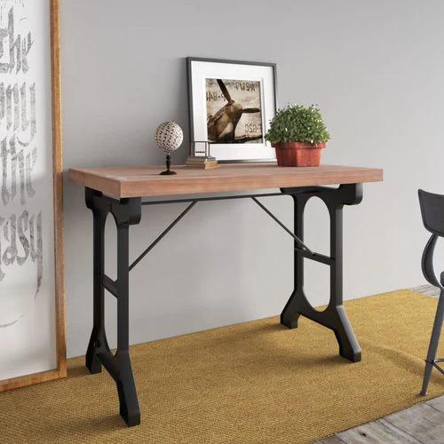 vidaXL Dining Table 110x65x82 cm Solid Wood Fir and Iron - Dining Table