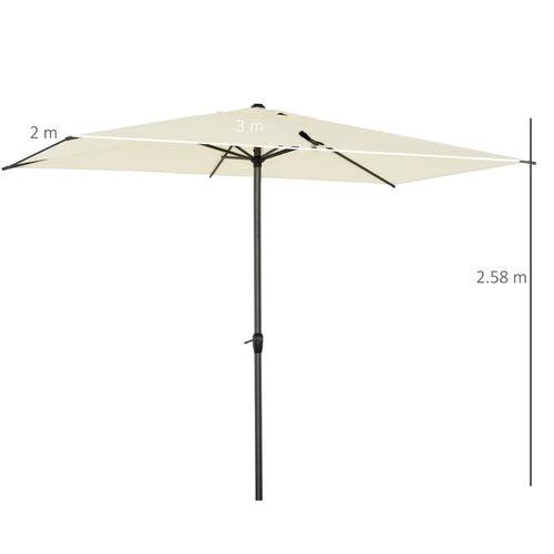 2.58m Aluminium Garden Parasol Sun Umbrella Angled Canopy Beige by Outsunny