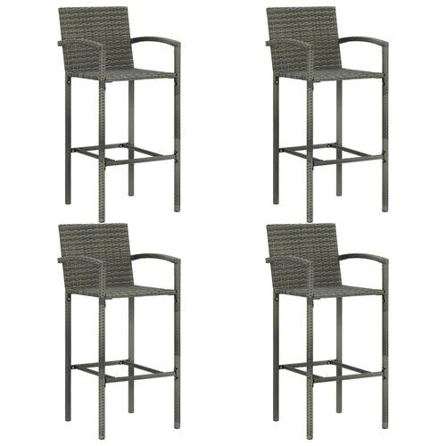 5 Piece Outdoor Bar Set with Armrest Poly Rattan Grey - Garden Set
