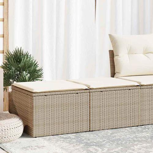 vidaXL 2 Piece Garden Sofa Set with Cushions Beige Poly Rattan Acacia by vidaXL