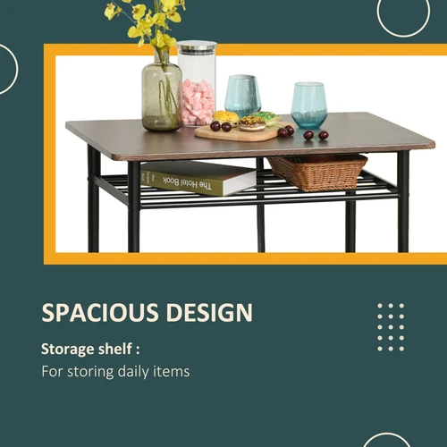 HOMCOM Compact Bar Set with Metal Frame and Oak Finish Featuring Storage Shelf for Small Spaces - Dining Set