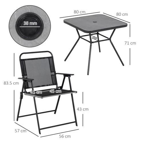 Outsunny Outsunny Outdoor Dining Set W/ Umbrella Hole Table, Patio Furniture Sets, Black - Garden Set