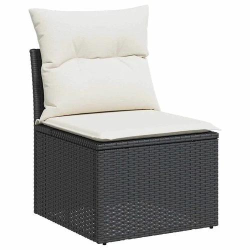 vidaXL vidaXL 9 Piece Garden Sofa Set with Cushions Black Poly Rattan Acacia - Garden Sofa Sets