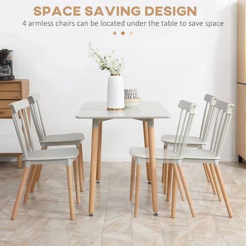 HOMCOM 5 Piece Dining Table and Chairs Set with Wood Legs for Small Spaces -  Dining Set