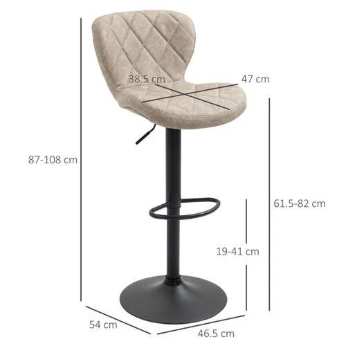 Stylish Adjustable Bar Stool Set with Faux Leather Upholstery and Swivel Seat for Modern Home or Office Use by N/A