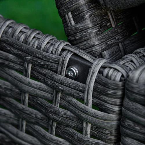 Rattan Single Sun Lounger Reclining Chair 4 Adjustable Backrest & Cushion Grey by Outsunny