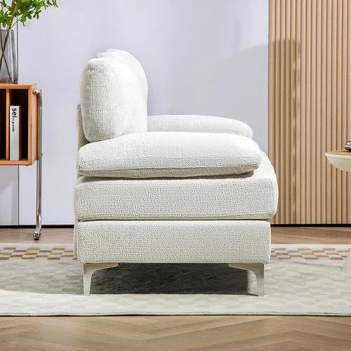 HOMCOM 2 Seater Sofa Modern Loveseat with Metal Legs Spring Cushion Cream White by HOMCOM