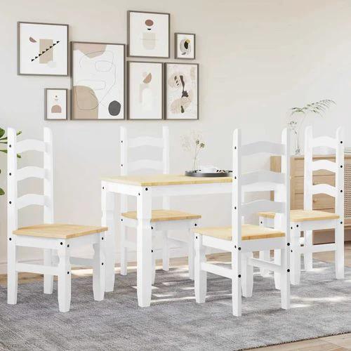 vidaXL 5 Piece Dining Set Panama White Solid Wood Pine by vidaXL