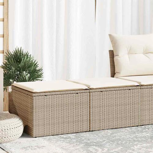 vidaXL vidaXL 2 Piece Garden Sofa Set with Cushions Beige Poly Rattan Acacia - Garden Sofa Sets