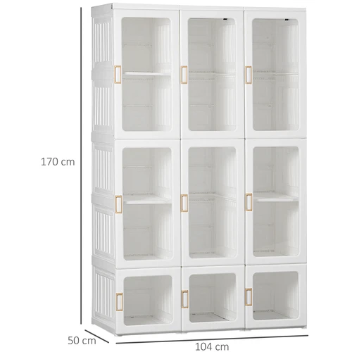 HOMCOM Portable Wardrobe 104x50x170cm Modular Storage with Clear Doors and Hanging Rods for Home Organization by HOMCOM