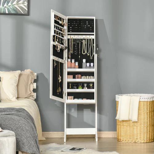 Unbranded Mirrored Jewellery Cabinet Lockable Jewellery Organiser White - Mirror