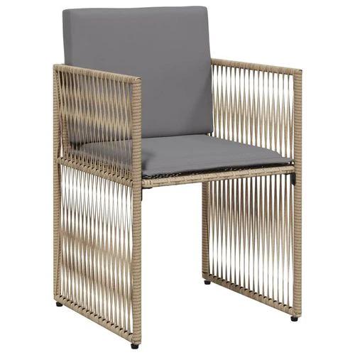 vidaXL vidaXL 7 Piece Garden Dining Set with Cushions Beige Poly Rattan - Garden Set