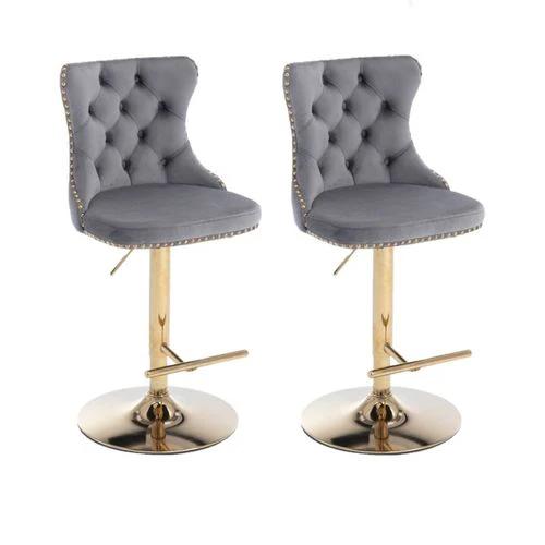 Luxurious Velvet Bar Stools with Adjustable Height and 360 Degree Rotation for Elegant Dining Spaces by N/A