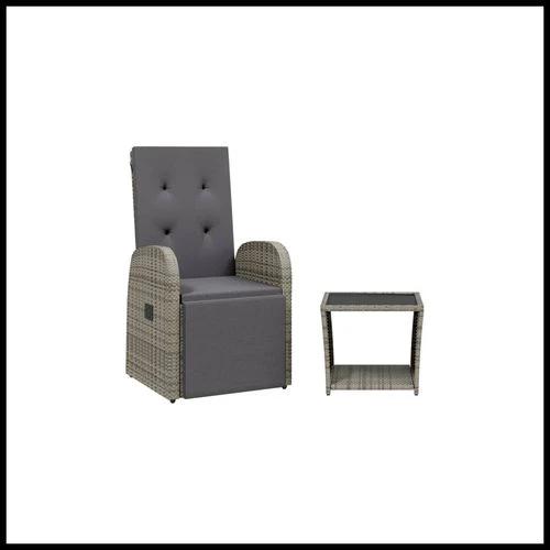 vidaXL 2 Piece Garden Dining Set with Cushions Grey Poly Rattan by vidaXL