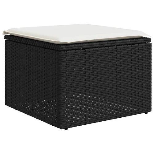 vidaXL 2 Piece Garden Sofa Set with Cushions Black Poly Rattan Acacia by vidaXL