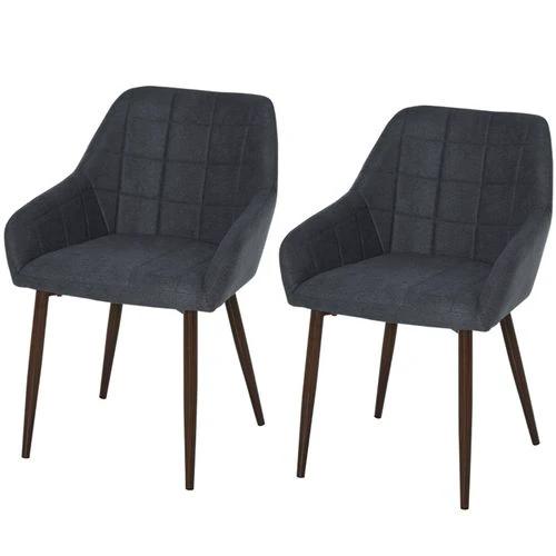 Stylish Dark Grey Dining Chairs Set of Two with Armrests and High Back for Modern Living Spaces by N/A
