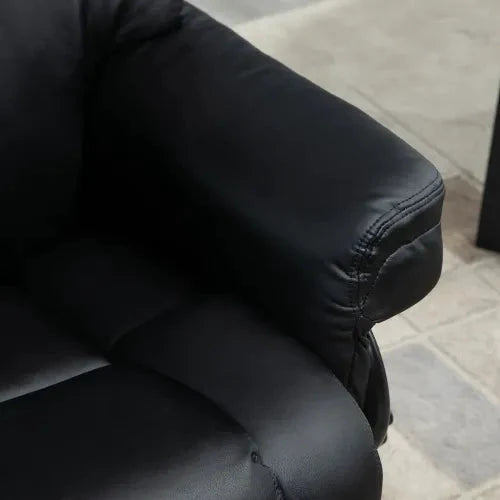 Padded PU Leather Manual Reclining Armchair Sofa Chair w/ Footstool Black by Unbranded