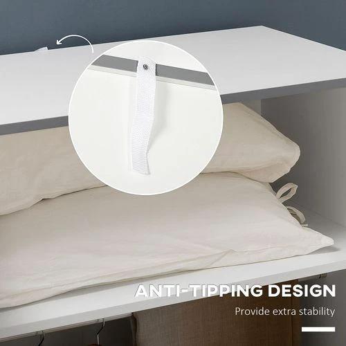 HOMCOM Wardrobe with Drawers, Shelves, Hanging Rail, Bedroom Clothes Organizer, White - Wardrobe