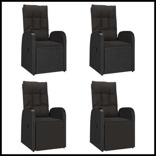vidaXL 5 Piece Garden Dining Set Black Poly Rattan&Solid Wood Acacia - Garden Set