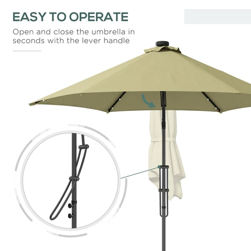 Outsunny 3 Meter Cantilever Garden Umbrella with Solar LED Lights and Cover for Outdoor Patio Enjoyment by Outsunny