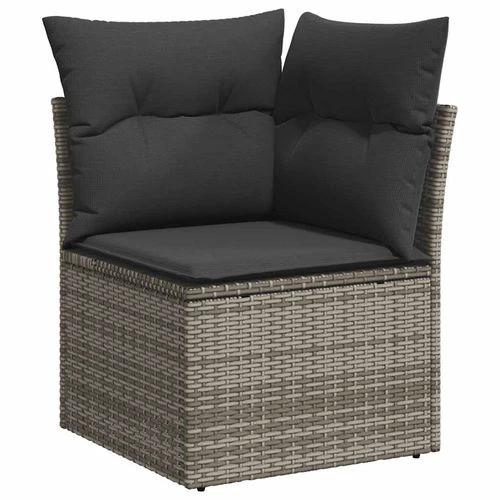 vidaXL vidaXL 7 Piece Garden Sofa Set with Cushions Grey Poly Rattan Acacia - Garden Sofa Sets
