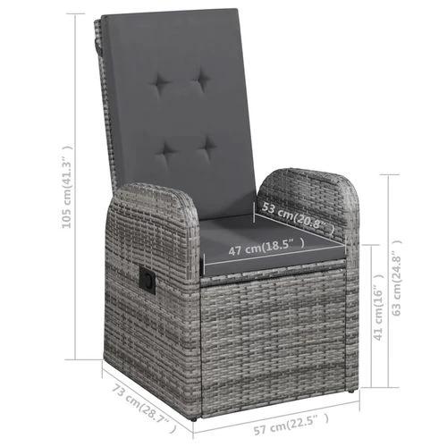 vidaXL 9 Piece Garden Dining Set with Cushions Grey Poly Rattan by vidaXL