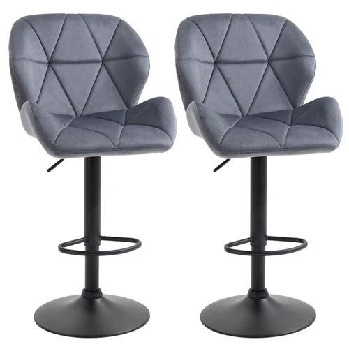 N/A Adjustable Swivel Bar Stools Set of Two with Diamond Stitching and Footrest for Modern Home Bars and Kitchens -