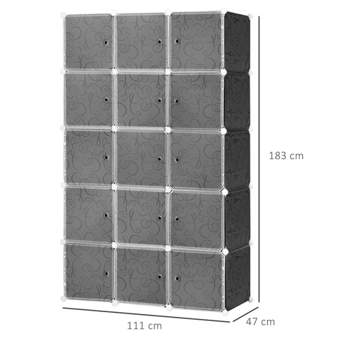 Sturdy DIY Portable Wardrobe Closet 111L x 47W x 183H cm Customizable Modular Storage for Home Organization by HOMCOM