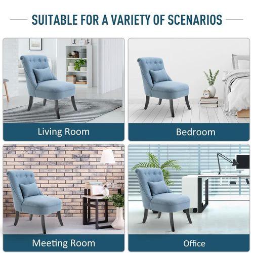 Fabric Single Sofa Dining Chair Upholstered W/ Pillow Solid Wood Leg Living Room by HOMCOM