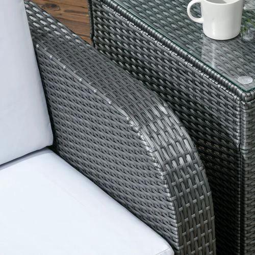 Outsunny Outsunny 6 Piece Rattan Garden Furniture Set with Sofa, Glass Table, Grey - Garden Sofa Sets