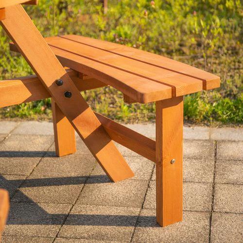 Outsunny Outsunny Round Table W/3 Attached Benches-Fir Wood - Garden Table