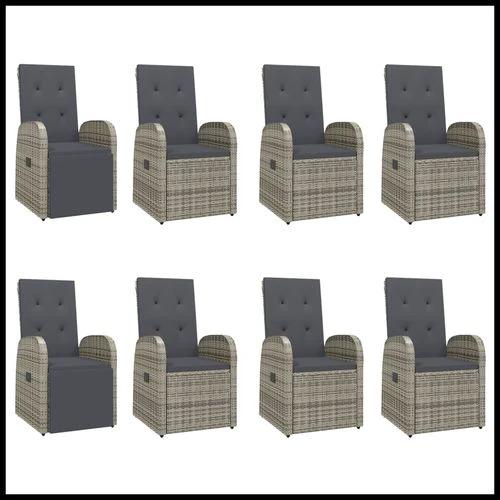 9 Piece Garden Dining Set Grey Poly Rattan&Solid Wood Acacia by vidaXL